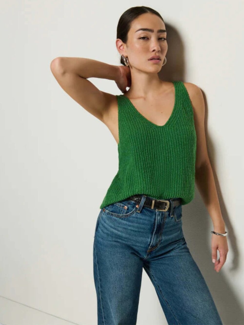 Nation Cece Knit Tank, Green, Size L
